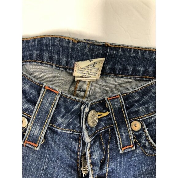 True Religion World Tour Johnny Womens 26x30 Blue Denim Jeans Straight Leg - Picture 4 of 8